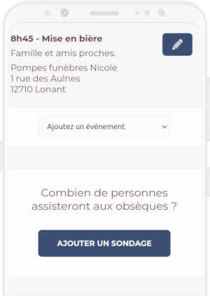 Bouton pour activer le sondage sur le faire-part de décès en ligne