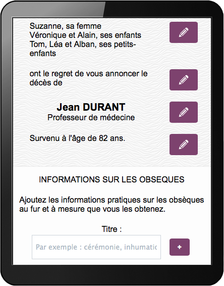 Informations sur les obsèques