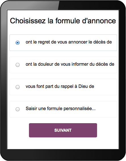 La formule d'annonce du décès